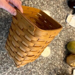 Longaberger 6.5” square x 8.25” tall wood basket 1996